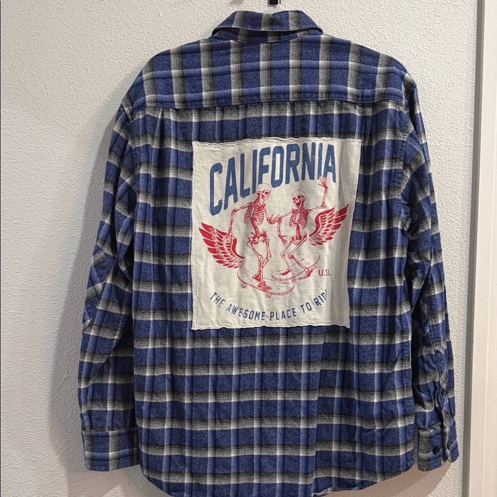 Tommy Bahama Blue and Gray Plaid Men's Shirt
